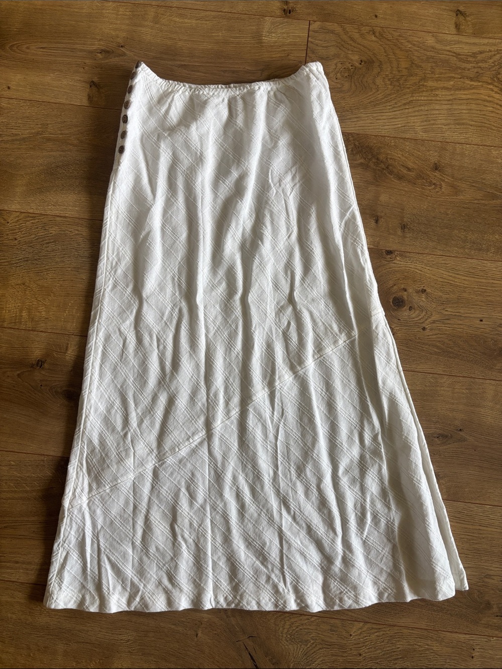 Free People Gauze Cotton White Maxi Skirt with Side Button Detail xs